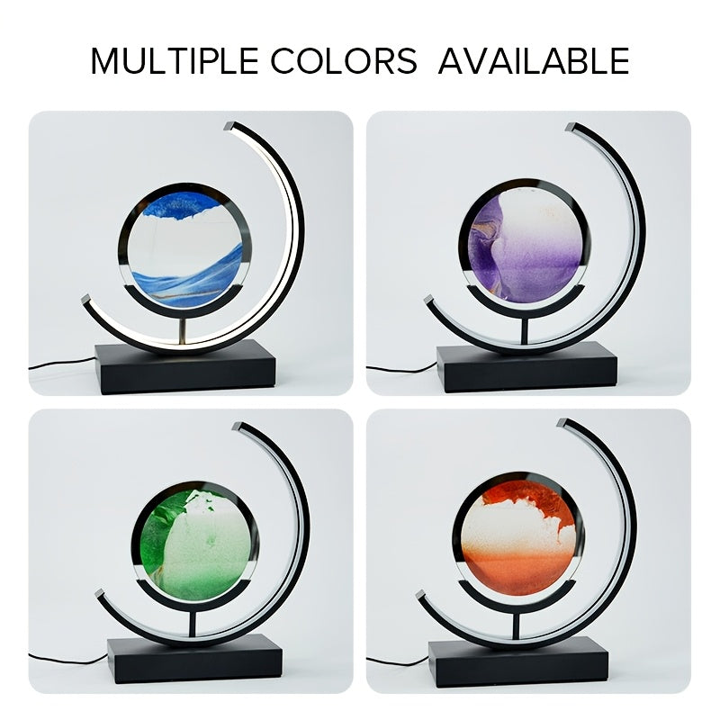 Moktan Sabai Sandscape Hourglass Table Lamp – Moving Sand Art LED Gift Light for Decor