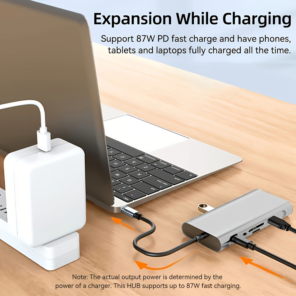 10-in-1 USB C Hub with 4K HDMI, 87W PD, USB 3.0 Docking Station for MacBook Pro/Air