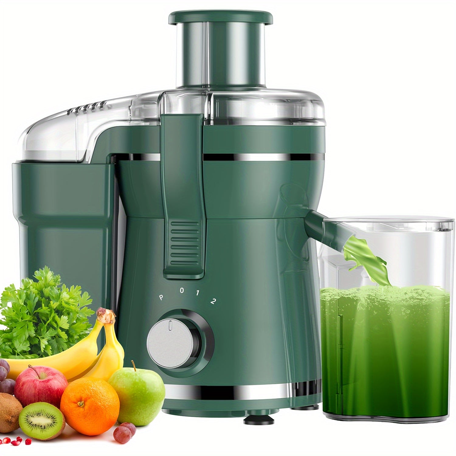 Moktan Sabai 500W Juicer Machine for Fruits & Veggies – Wide Mouth, Stainless Steel, Easy Clean Green