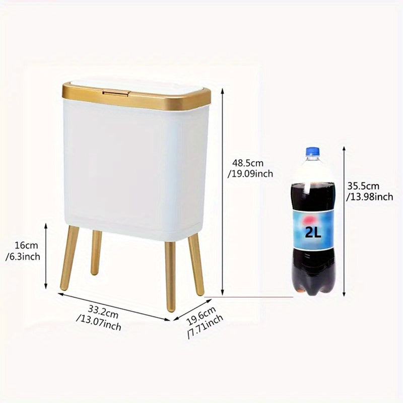 Moktan Sabai 15L Slim Trash Can with Lid Odor Sealing Bathroom Kitchen Bin