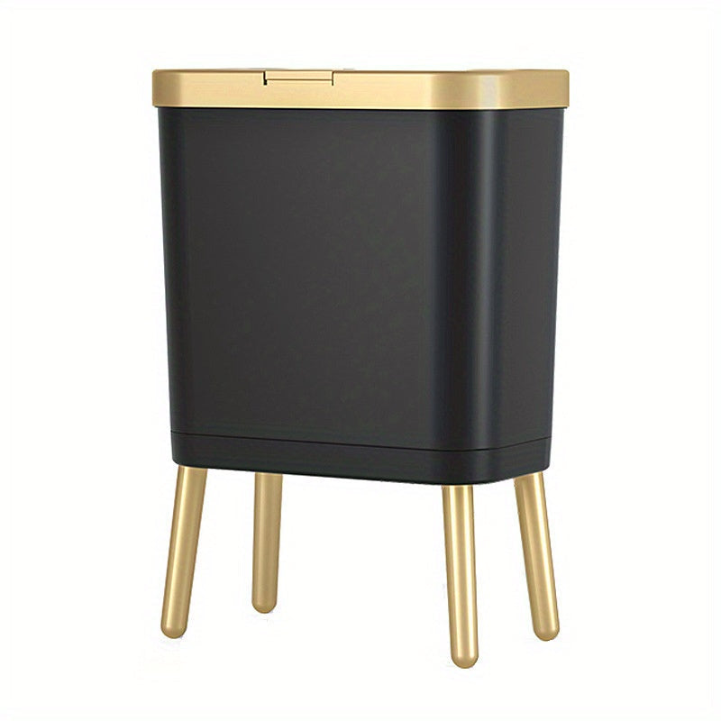 Moktan Sabai 15L Slim Trash Can with Lid Odor Sealing Bathroom Kitchen Bin Black