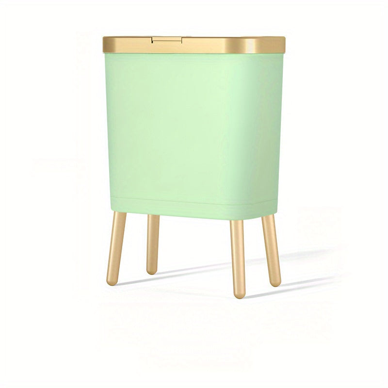 Moktan Sabai 15L Slim Trash Can with Lid Odor Sealing Bathroom Kitchen Bin Light Green