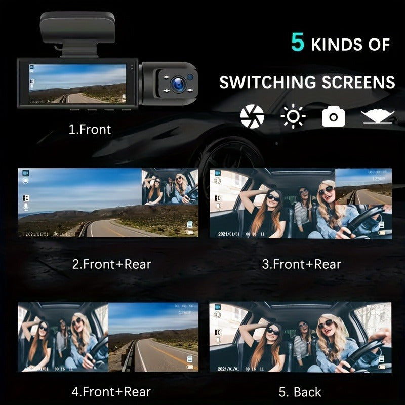 Dash Cam for Rideshare Drivers - Front & Cabin Cam with IR Night Vision