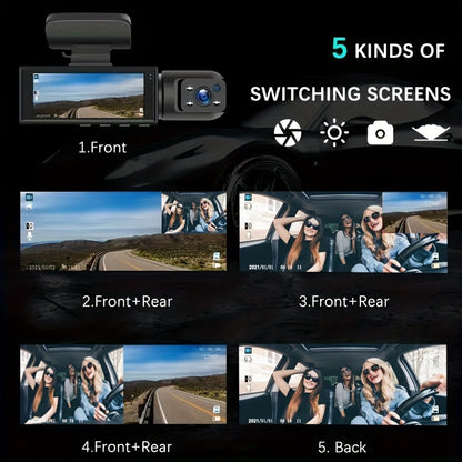Dash Cam for Rideshare Drivers - Front & Cabin Cam with IR Night Vision