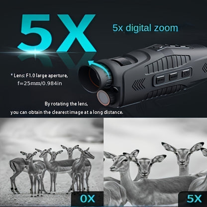 1080P Night Vision Monocular with IR, Lightless HD Camera for Hunting, Video