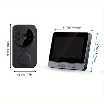 Wireless Video Doorbell with 4.3 Screen, HD Camera, Two-Way Audio & Night Vision