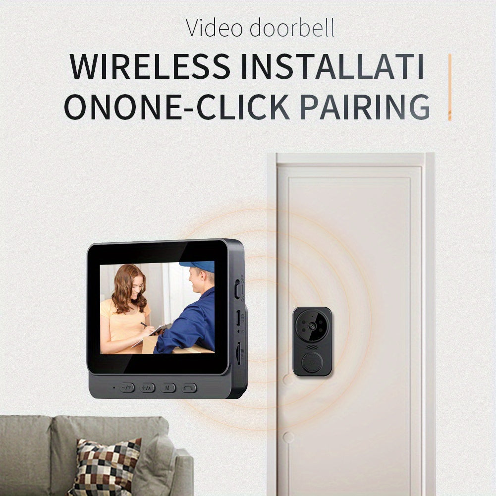 Wireless Video Doorbell with 4.3 Screen, HD Camera, Two-Way Audio & Night Vision