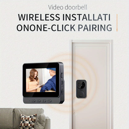 Wireless Video Doorbell with 4.3 Screen, HD Camera, Two-Way Audio & Night Vision