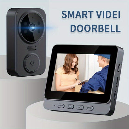 Wireless Video Doorbell with 4.3 Screen, HD Camera, Two-Way Audio & Night Vision