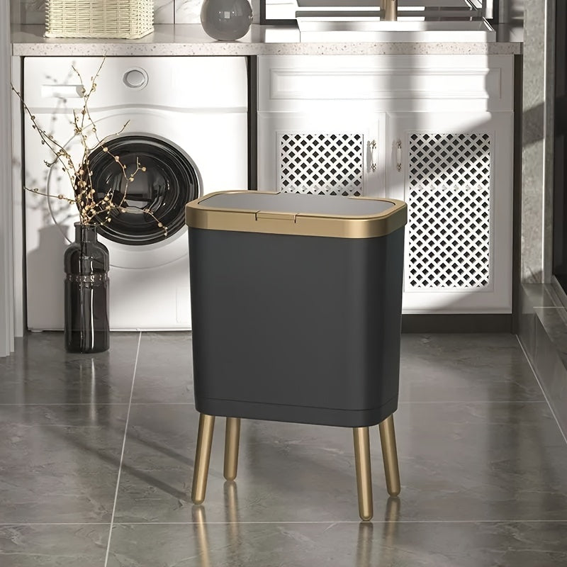 Moktan Sabai 15L Slim Trash Can with Lid Odor Sealing Bathroom Kitchen Bin