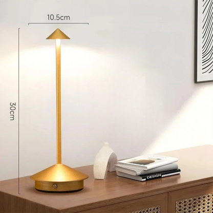 Modern Aluminium Cone LED Table Lamp Rechargeable Touch Dimmable