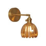 Moktan Sabai Vintage Brass Tulip Glass Wall Sconce 1-Light Classic Wall Light Mystic Amber Bulb Not Included