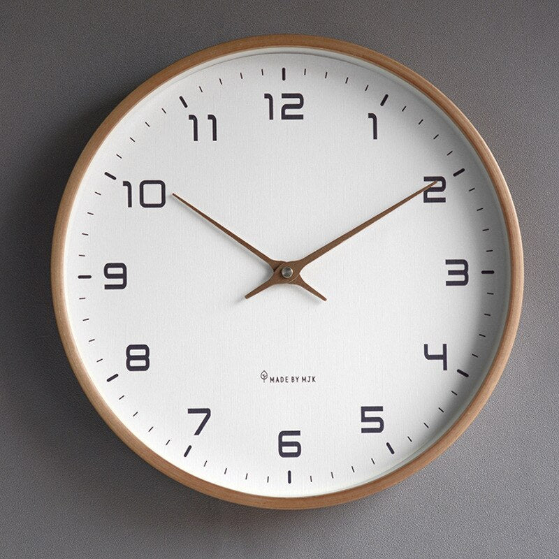 Moktan Sabai Scandinavian Wooden Wall Clock Minimalist Quartz Silent 25cm 30cm Brown