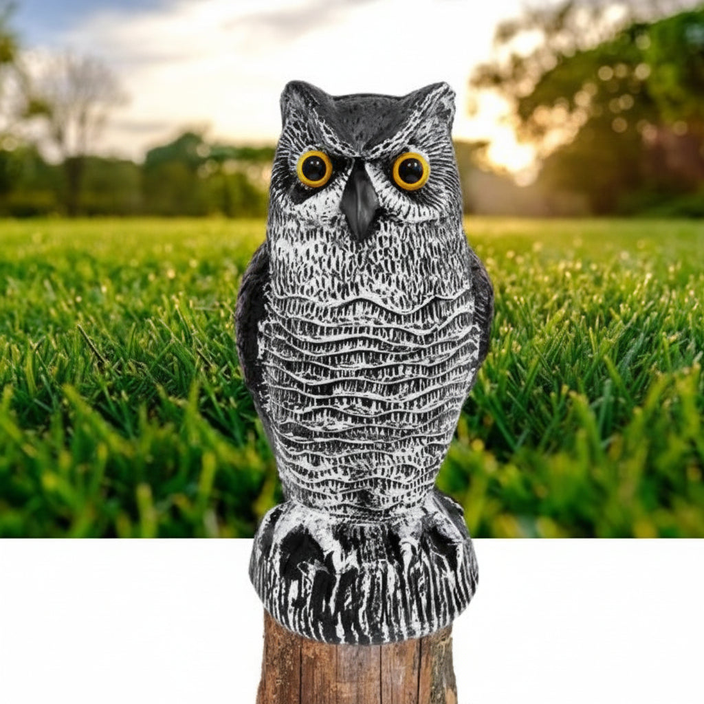 Moktan Sabai Owl Bird Repellent Decoy Set of 2 Realistic Garden Pest Deterrent