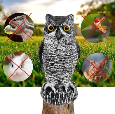 Moktan Sabai Owl Bird Repellent Decoy Set of 2 Realistic Garden Pest Deterrent