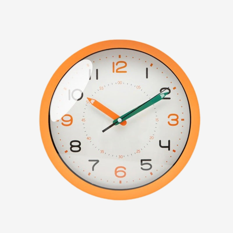 Moktan Sabai Nordic Round Wall Clock – Minimalist Clear Number Design Orange