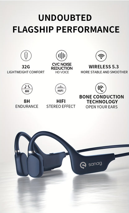Bone Conduction Headphones, Open-Ear Wireless Headset for Sports, Running, Gym