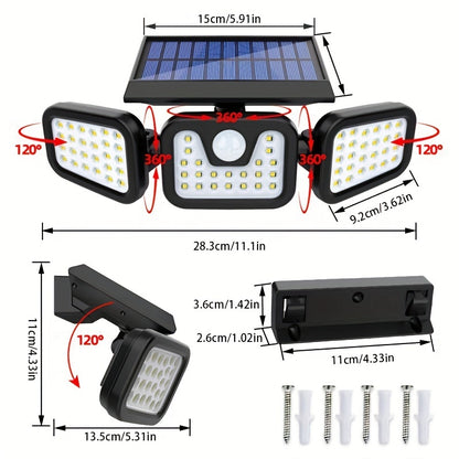 Solar Motion Sensor Lights Outdoor – 3000LM Waterproof LED Security Floodlights