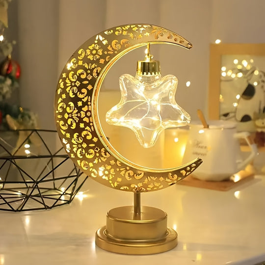 Moktan Sabai Crescent Moon LED Table Lamp – Festive Decorative Light for Home & Celebration Star Warm White