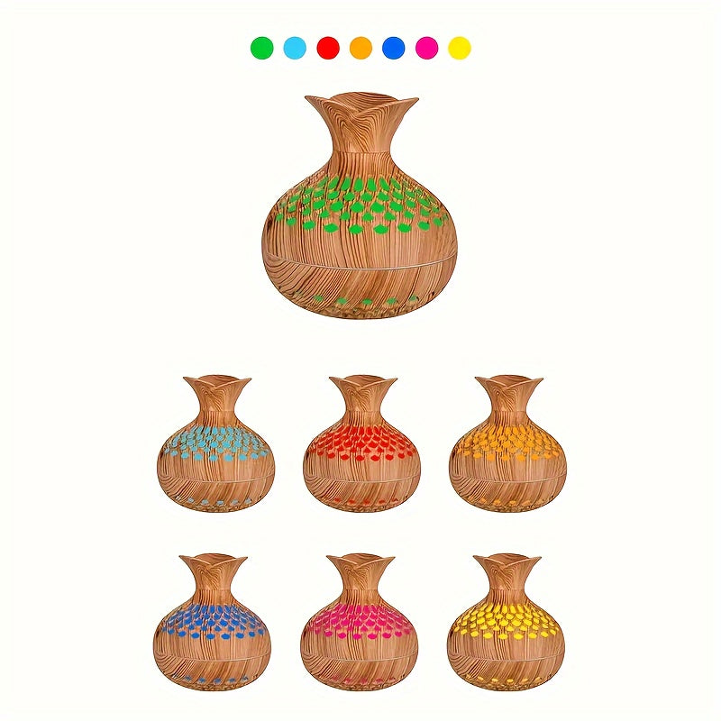 Moktan Sabai Wood Grain USB Humidifier – Essential Oil Diffuser & Lamp for Desk or Bedroom