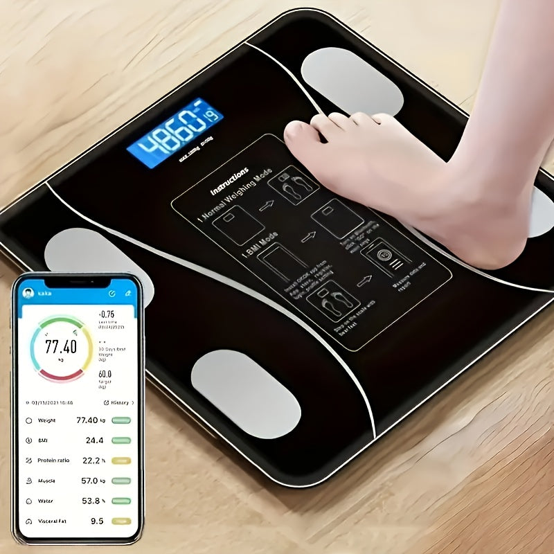 Digital Bathroom Scale with Backlit LED Display, Tempered Glass, 400lb/180kg Capacity