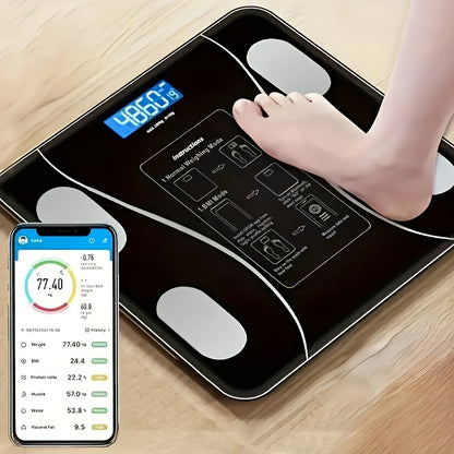 Digital Bathroom Scale with Backlit LED Display, Tempered Glass, 400lb/180kg Capacity