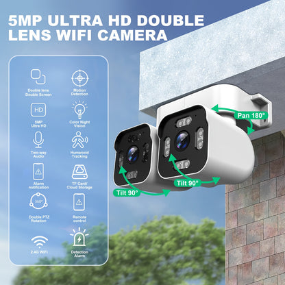 Dual Lens WiFi PTZ Camera – Outdoor Security, Night Vision, Motion, 2-Way Audio Moktan Sabai