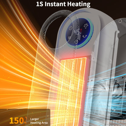 1500W Portable Space Heater with Remote Control, Indoor Electric Heater for Home & Office