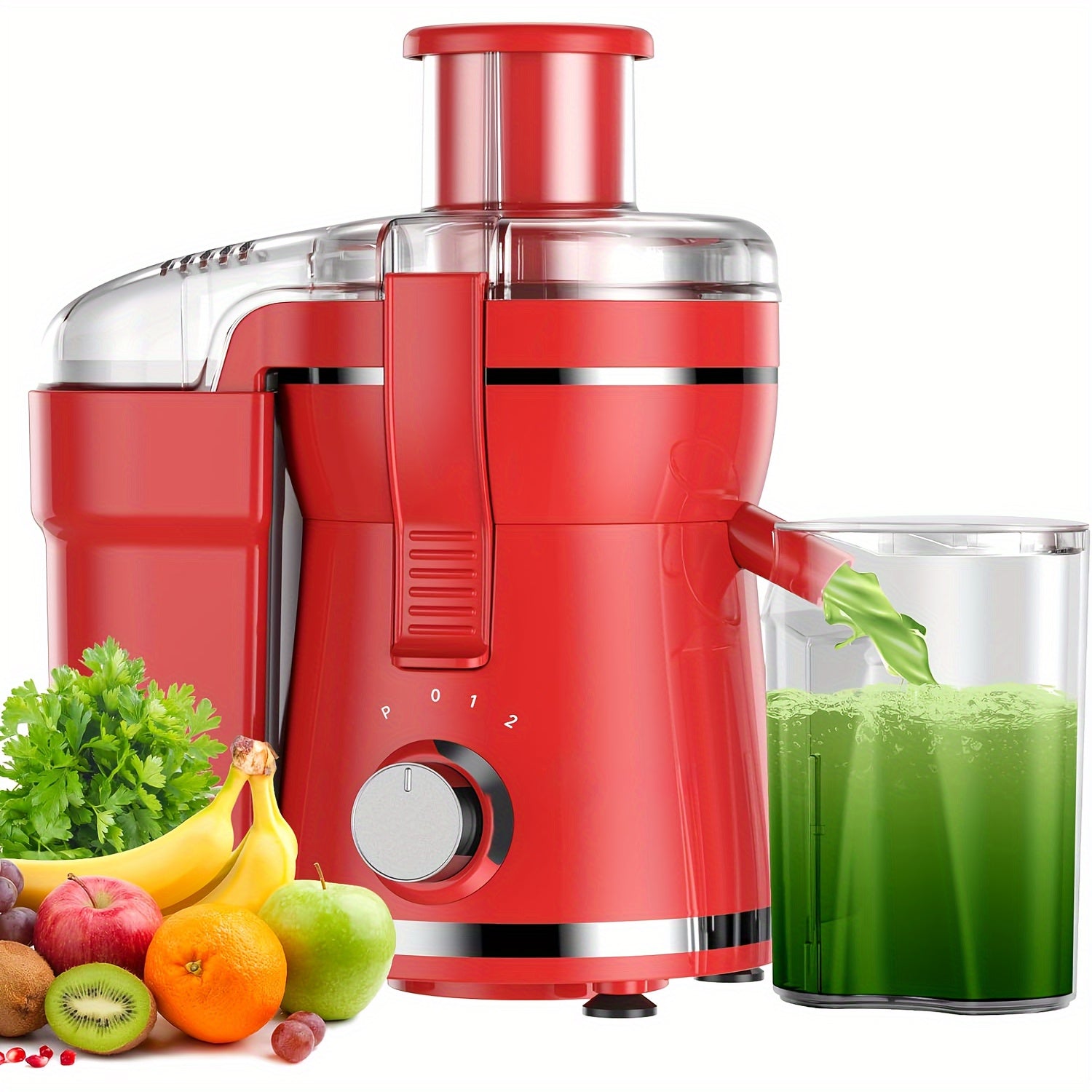 Moktan Sabai 500W Juicer Machine for Fruits & Veggies – Wide Mouth, Stainless Steel, Easy Clean Red