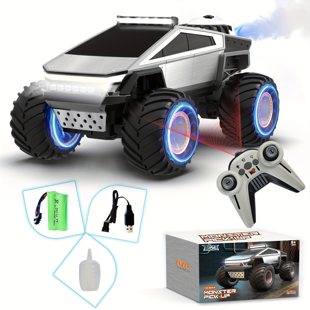 Moktan Sabai RC Monster Truck 4WD Remote Control Car Off-Road Toy with LED Lights for Kids 6+ RC Pickup Truck Toys