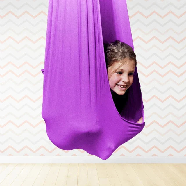 Moktan Sabai Kids Indoor Sensory Swing Hammock Chair Hanging Cocoon Seat for Playroom Purple