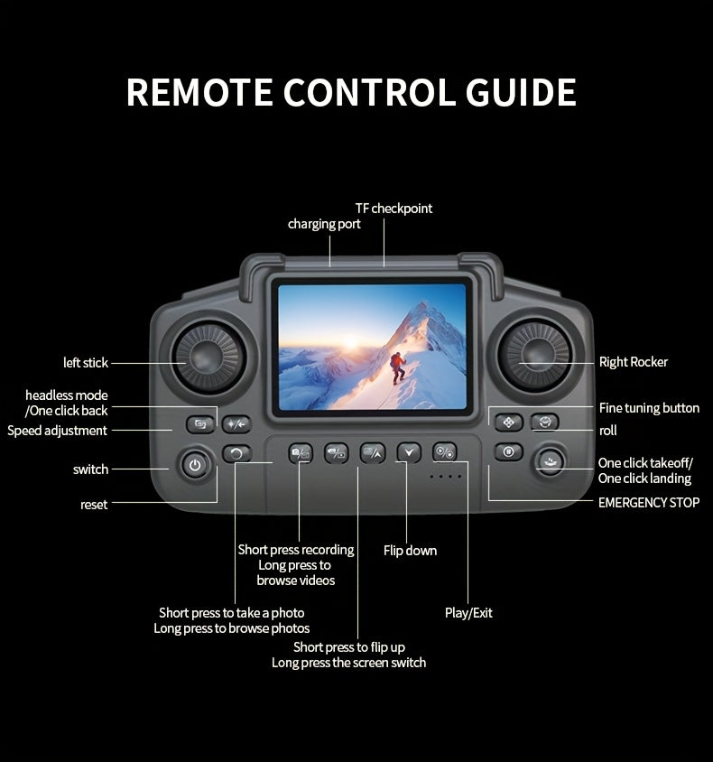 Foldable Drone with Screen Control & 2 Batteries - Ideal for Travel & Outdoor Adventures