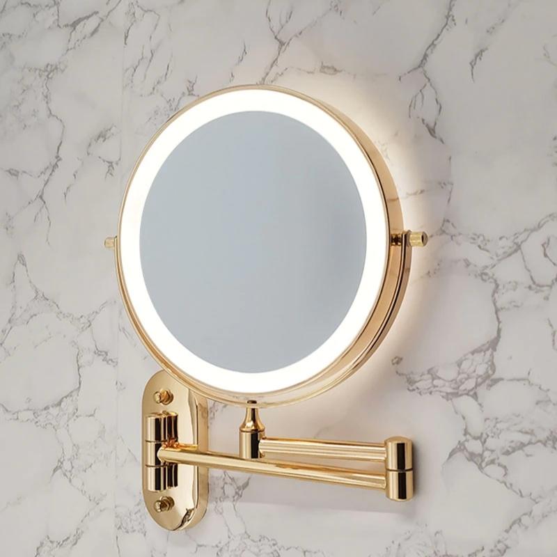 Moktan Sabai Rechargeable LED Makeup Mirror 10X Magnifying Wall Mount Gold 5X Magnifying Mirror