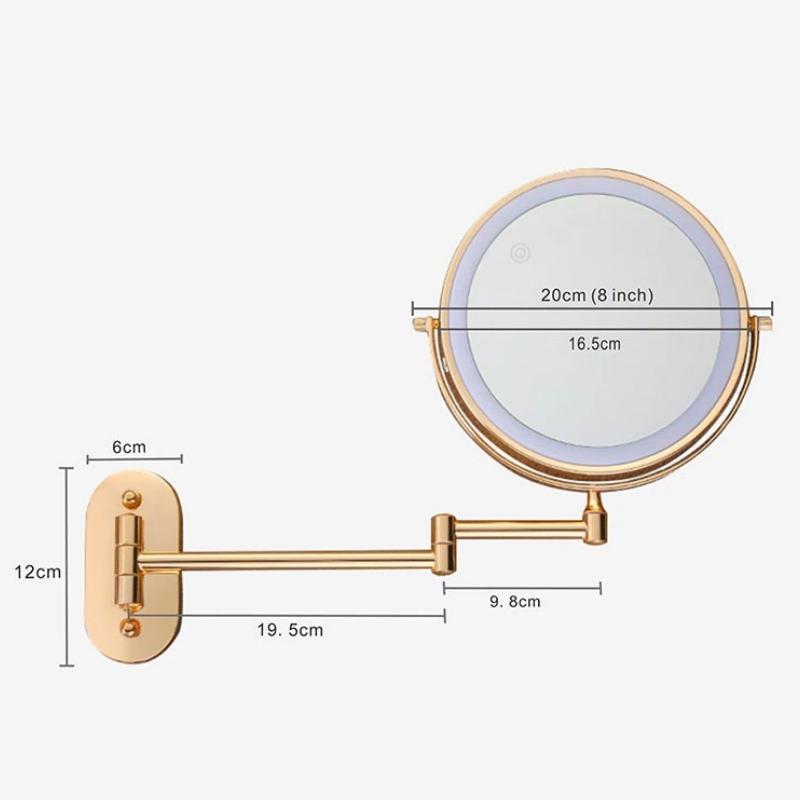 Moktan Sabai Rechargeable LED Makeup Mirror 10X Magnifying Wall Mount Gold