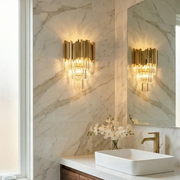 Moktan Sabai Art Deco Crystal Wall Sconce Gold Chrome – Empire Style E12 Dimmable Wall Light
