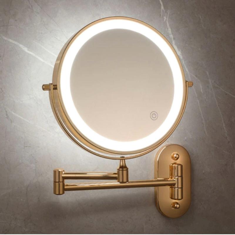 Moktan Sabai Rechargeable LED Makeup Mirror 10X Magnifying Wall Mount Gold 7X Magnifying Mirror