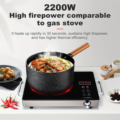 2200W Electric Ceramic Stove, Infrared Induction Cooktop Burner for Home Cooking