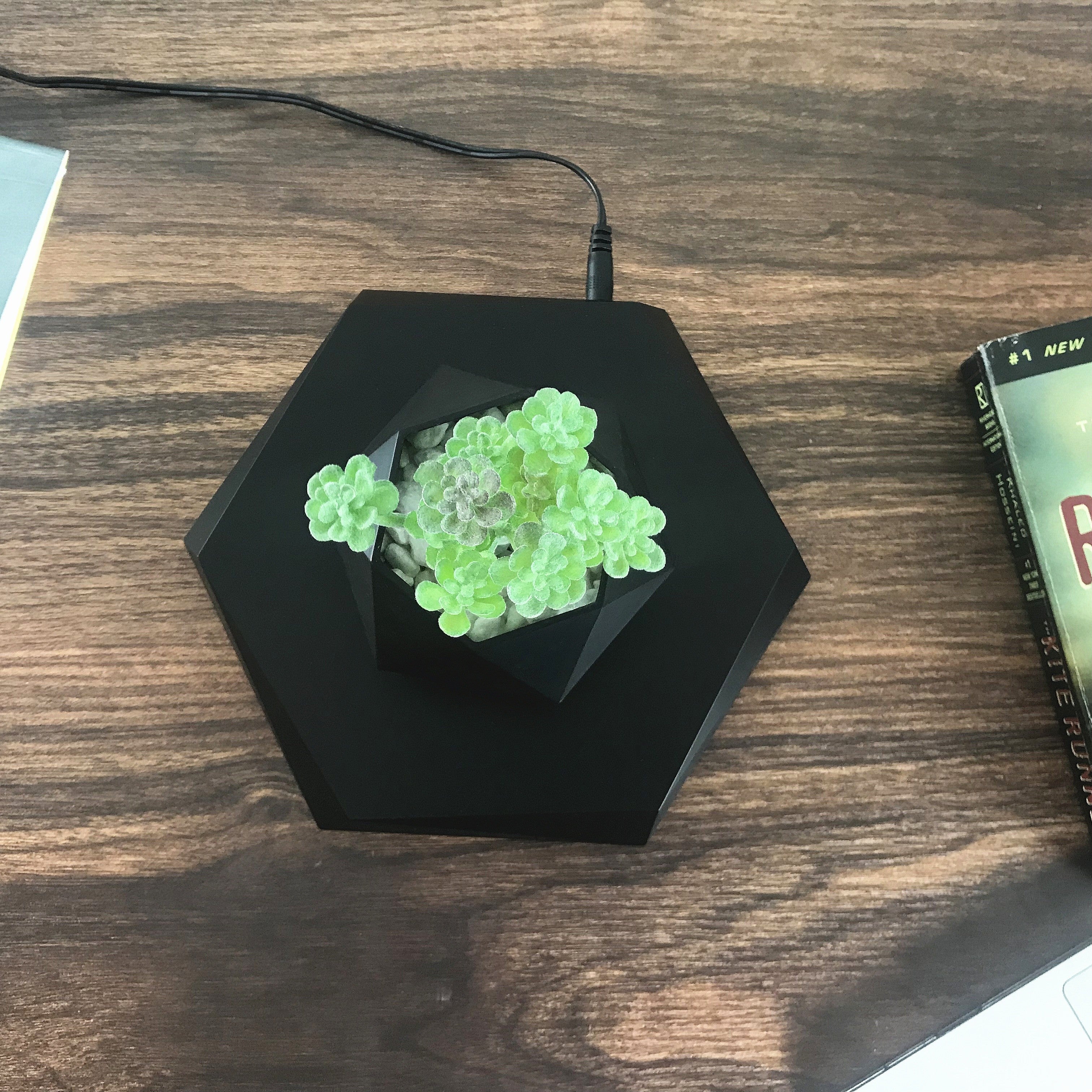 Moktan Sabai Magnetic Levitating Plant Pot – Rotating Floating Geometric Bonsai Planter Indoor