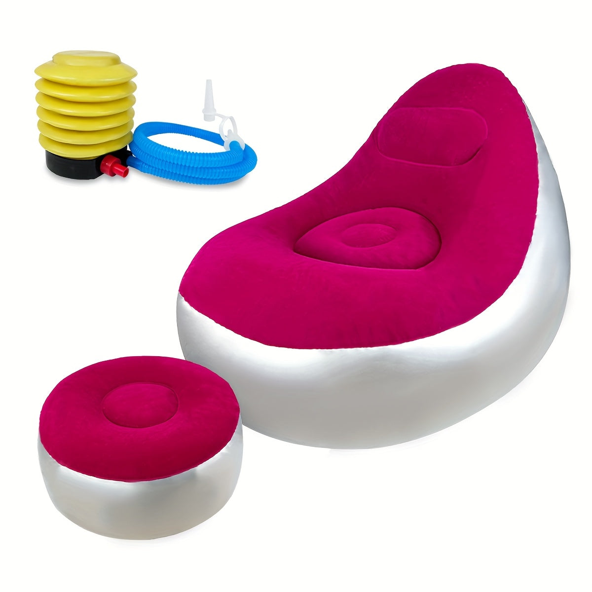 Adult Inflatable Recliner with Foot Stool – Foldable Air Sofa, Portable Chair