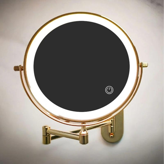 Moktan Sabai Rechargeable LED Makeup Mirror 10X Magnifying Wall Mount Gold 10X Magnifying Mirror