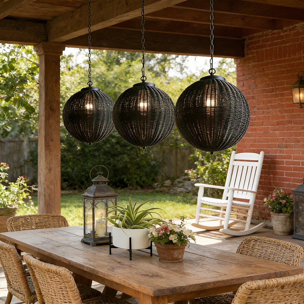 Moktan Sabai Retro Rattan Outdoor Pendant Light