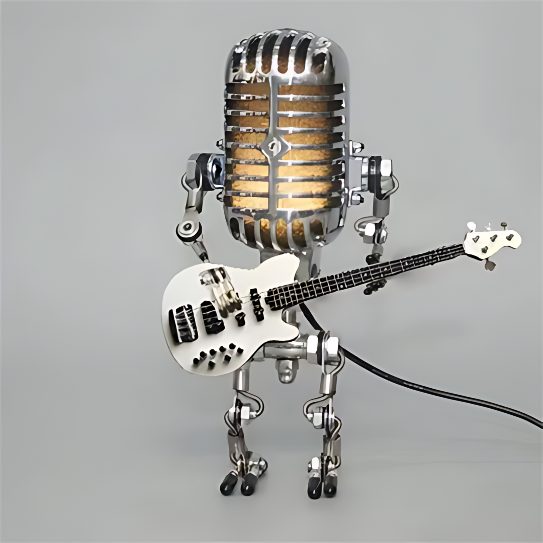 Moktan Sabai Robot LED Table Lamp White Guitar