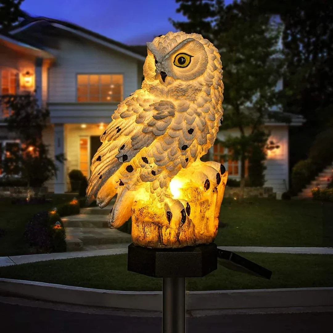 Moktan Sabai Solar Owl Garden Lights Outdoor LED Solar Powered Waterproof Animal Lamp Decor White