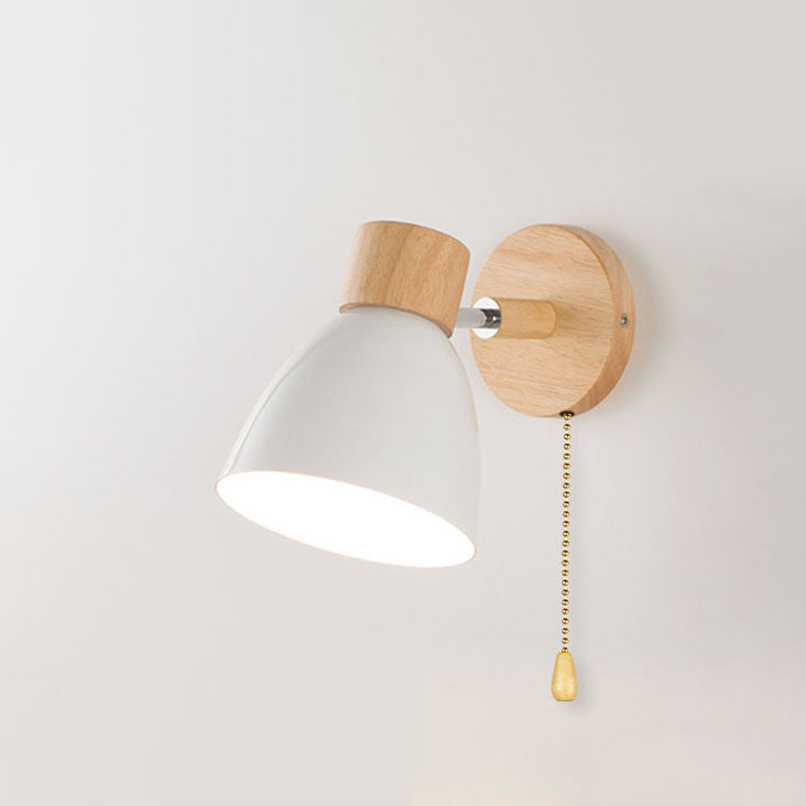 Moktan Sabai Modern Minimalist Wooden Cone Wall Sconce LED E27 Wall Light White
