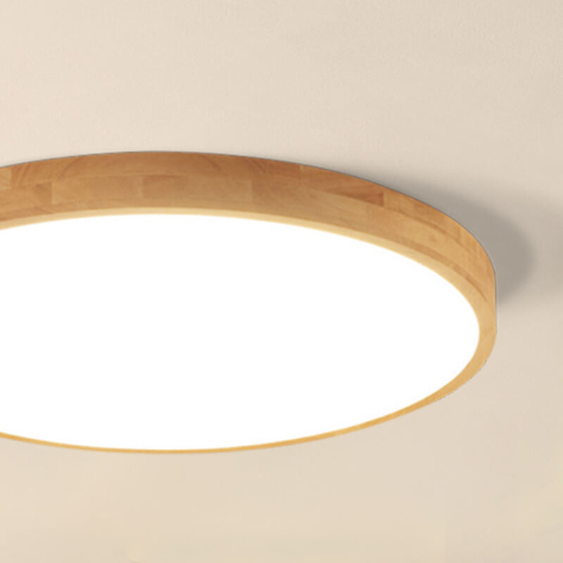 Moktan Sabai Nordic Solid Wood Round Ultra Thin LED Flush Mount Ceiling Light 18W