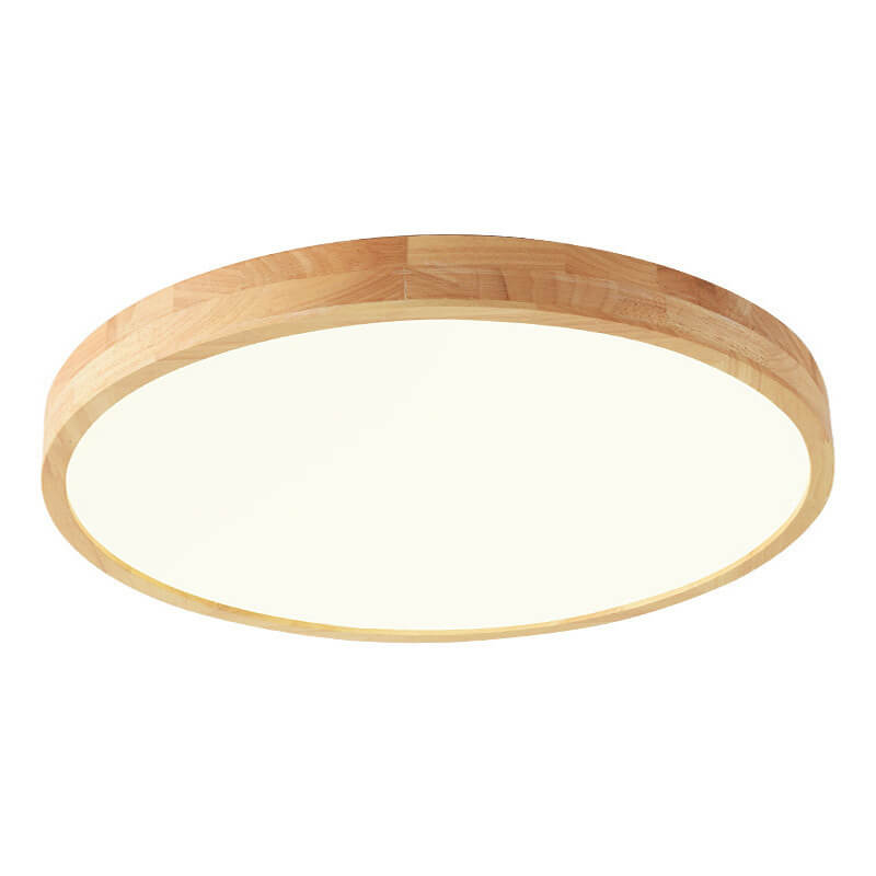 Moktan Sabai Nordic Solid Wood Round Ultra Thin LED Flush Mount Ceiling Light 18W