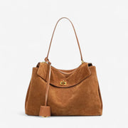 Moktan Sabai Riley Large Rectangular Handbag with Adjustable Straps & Zip Closure White Brown