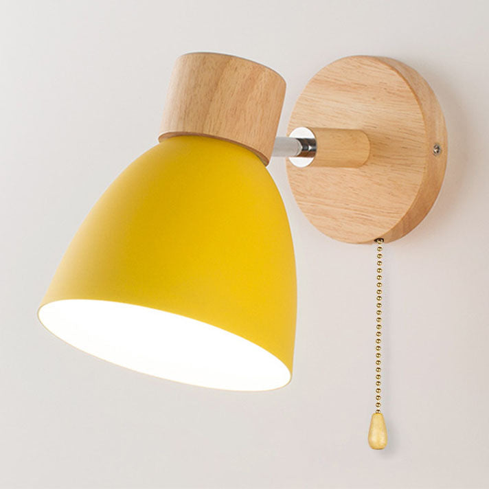 Moktan Sabai Modern Minimalist Wooden Cone Wall Sconce LED E27 Wall Light