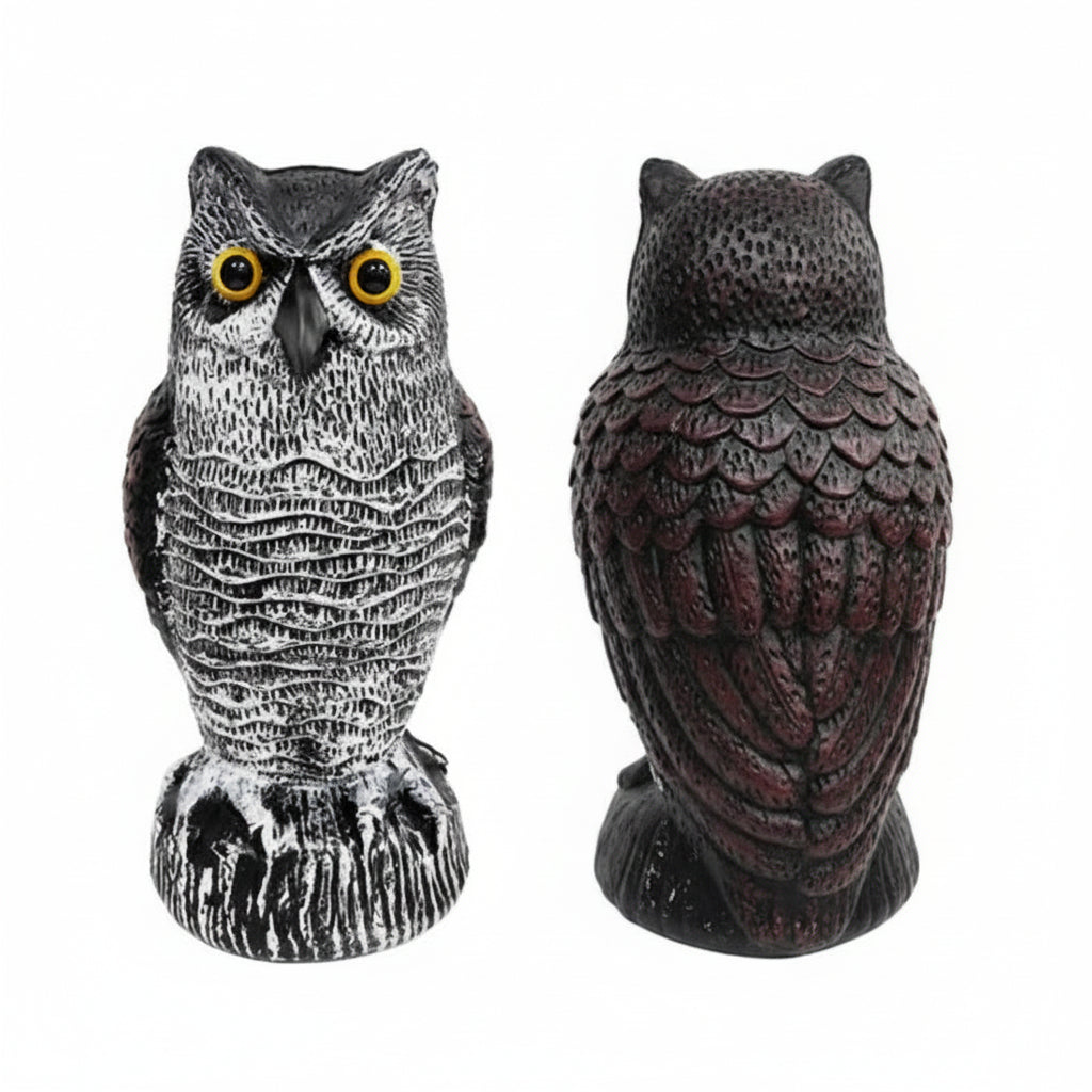 Moktan Sabai Owl Bird Repellent Decoy Set of 2 Realistic Garden Pest Deterrent