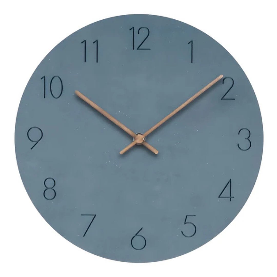 Moktan Sabai Silent Wooden Wall Clock Blue